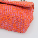CHANEL Matelasse 25 Chain Shoulder Bag Tweed Orange Gold Tone CC Auth BA14597SAM-10
