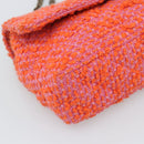 CHANEL Matelasse 25 Chain Shoulder Bag Tweed Orange Gold Tone CC Auth BA14597SAM-11