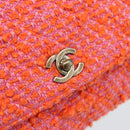 CHANEL Matelasse 25 Chain Shoulder Bag Tweed Orange Gold Tone CC Auth BA14597SAM-14