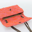 CHANEL Matelasse 25 Chain Shoulder Bag Tweed Orange Gold Tone CC Auth BA14597SAM-15