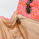 CHANEL Matelasse 25 Chain Shoulder Bag Tweed Orange Gold Tone CC Auth BA14597SAM-20