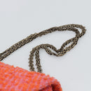 CHANEL Matelasse 25 Chain Shoulder Bag Tweed Orange Gold Tone CC Auth BA14597SAM-8