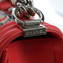 CHANEL Boy Chanel 25 Chain Shoulder Bag Tweed Pink Silver CC Auth BA14598SAM-18