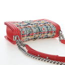 CHANEL Boy Chanel 25 Chain Shoulder Bag Tweed Pink Silver CC Auth BA14598SAM-6