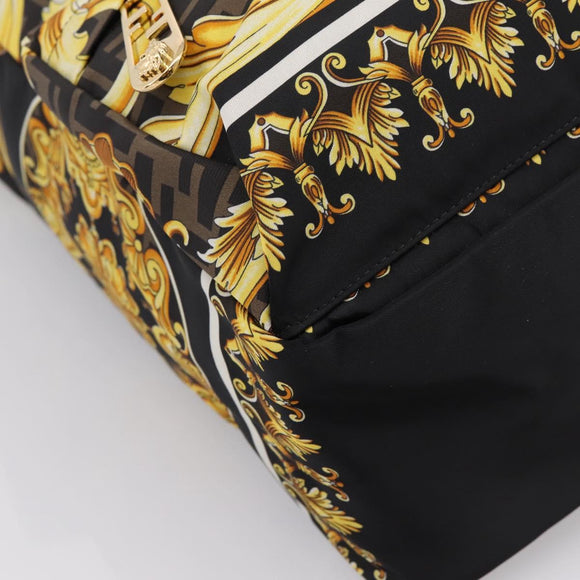 FENDI FENDACE ZUCCA Backpack Nylon Brown Gold Tone 7VZ066 Auth BA14600SAM