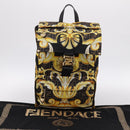 FENDI FENDACE ZUCCA Backpack Nylon Brown Gold Tone 7VZ066 Auth BA14600SAM-12