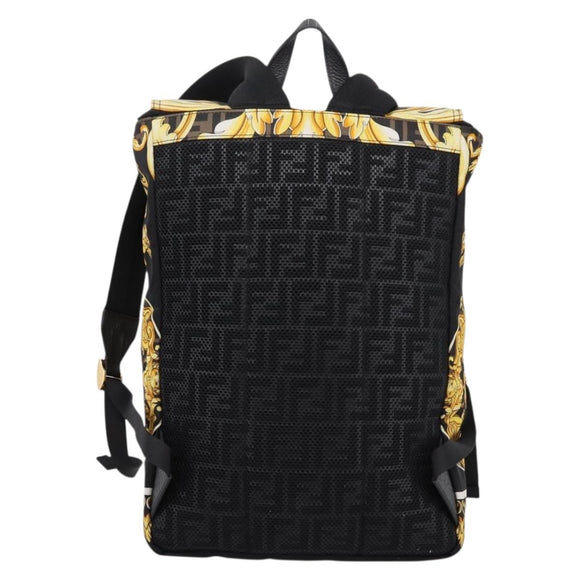 FENDI FENDACE ZUCCA Backpack Nylon Brown Gold Tone 7VZ066 Auth BA14600SAM