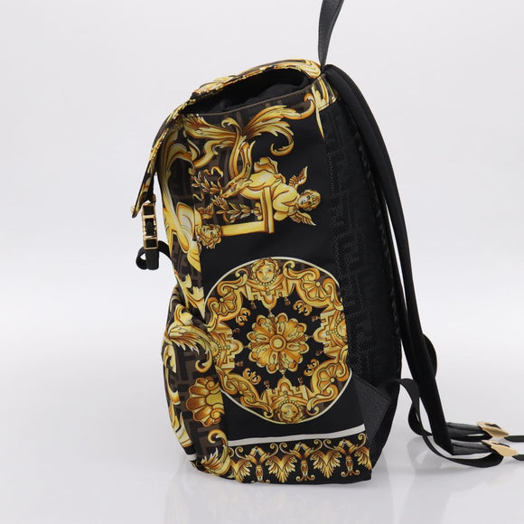 FENDI FENDACE ZUCCA Backpack Nylon Brown Gold Tone 7VZ066 Auth BA14600SAM