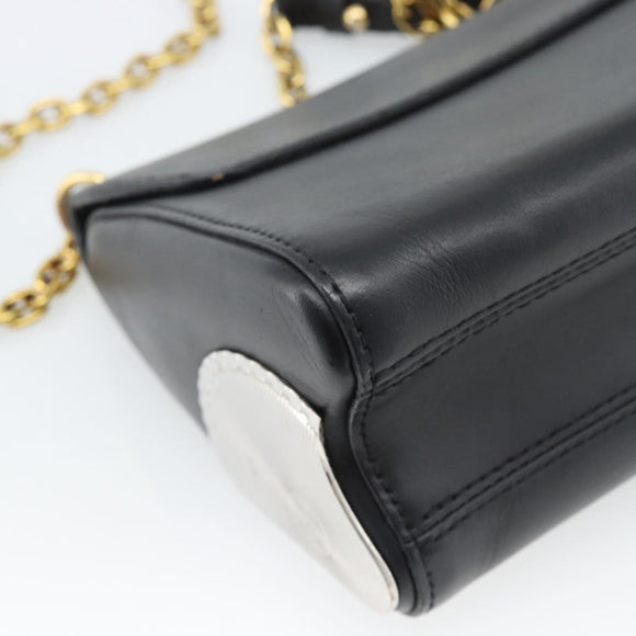LOUIS VUITTON Twist MM Shoulder Bag Leather Black Gold Tone LV Auth BA14604SAM