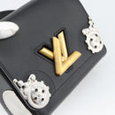 LOUIS VUITTON Twist MM Shoulder Bag Leather Black Gold Tone LV Auth BA14604SAM-17