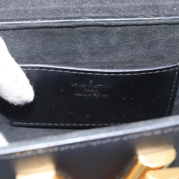 LOUIS VUITTON Twist MM Shoulder Bag Leather Black Gold Tone LV Auth BA14604SAM