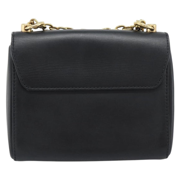 LOUIS VUITTON Twist MM Shoulder Bag Leather Black Gold Tone LV Auth BA14604SAM