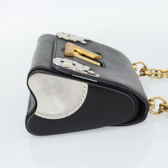 LOUIS VUITTON Twist MM Shoulder Bag Leather Black Gold Tone LV Auth BA14604SAM