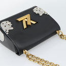 LOUIS VUITTON Twist MM Shoulder Bag Leather Black Gold Tone LV Auth BA14604SAM-6
