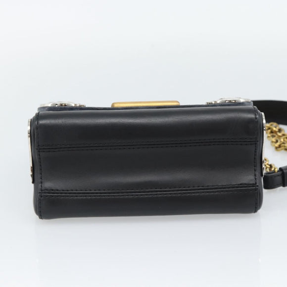 LOUIS VUITTON Twist MM Shoulder Bag Leather Black Gold Tone LV Auth BA14604SAM