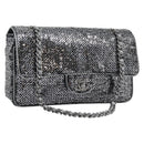 CHANEL Matelasse 25 Chain Shoulder Bag Sequin Silver CC Auth BA14607SM-1