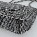 CHANEL Matelasse 25 Chain Shoulder Bag Sequin Silver CC Auth BA14607SM-16