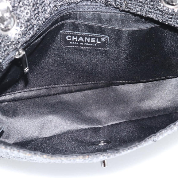 CHANEL Matelasse 25 Chain Shoulder Bag Sequin Silver CC Auth BA14607SM