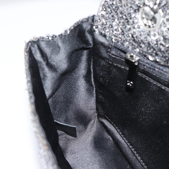 CHANEL Matelasse 25 Chain Shoulder Bag Sequin Silver CC Auth BA14607SM