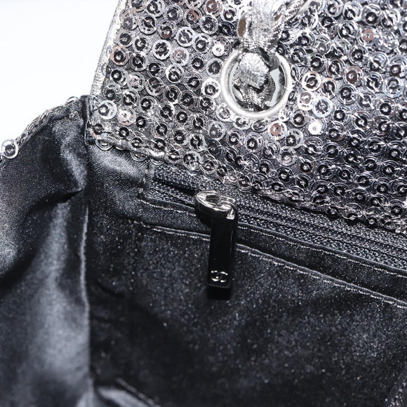 CHANEL Matelasse 25 Chain Shoulder Bag Sequin Silver CC Auth BA14607SM