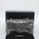 CHANEL Matelasse 25 Chain Shoulder Bag Sequin Silver CC Auth BA14607SM-12