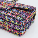 CHANEL Matelasse 20 Chain Shoulder Bag Tweed Multicolor Gold CC Auth BA14608SM-9