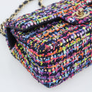 CHANEL Matelasse 20 Chain Shoulder Bag Tweed Multicolor Gold CC Auth BA14608SM-14