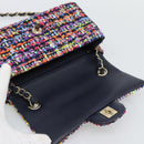 CHANEL Matelasse 20 Chain Shoulder Bag Tweed Multicolor Gold CC Auth BA14608SM-18