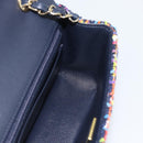 CHANEL Matelasse 20 Chain Shoulder Bag Tweed Multicolor Gold CC Auth BA14608SM-20