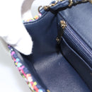 CHANEL Matelasse 20 Chain Shoulder Bag Tweed Multicolor Gold CC Auth BA14608SM-21