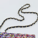 CHANEL Matelasse 20 Chain Shoulder Bag Tweed Multicolor Gold CC Auth BA14608SM-8
