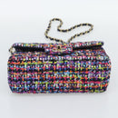 CHANEL Matelasse 20 Chain Shoulder Bag Tweed Multicolor Gold CC Auth BA14608SM-5