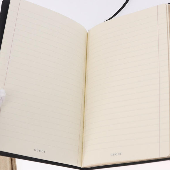 GUCCI Note Book Canvas Beige Black Auth BA14609M