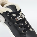 HERMES Day Kelly Buckle Sneakers Leather Black White Auth BA14611SAM-10