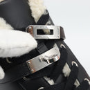 HERMES Day Kelly Buckle Sneakers Leather Black White Auth BA14611SAM-21