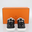 HERMES Day Kelly Buckle Sneakers Leather Black White Auth BA14611SAM-24