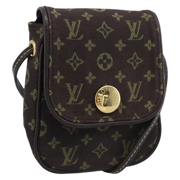 LOUIS VUITTON Monogram Mini Lin Pochette Cancoon Ebene M95313 LV Auth BA14618A