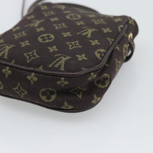 LOUIS VUITTON Monogram Mini Lin Pochette Cancoon Ebene M95313 LV Auth BA14618A