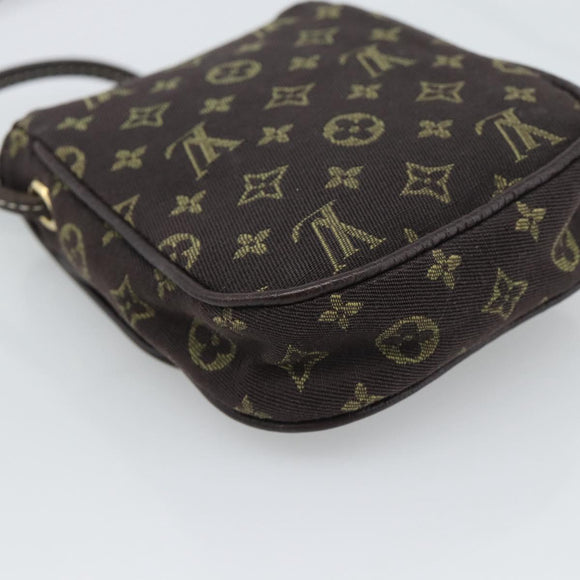 LOUIS VUITTON Monogram Mini Lin Pochette Cancoon Ebene M95313 LV Auth BA14618A