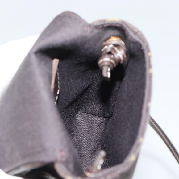 LOUIS VUITTON Monogram Mini Lin Pochette Cancoon Ebene M95313 LV Auth BA14618A