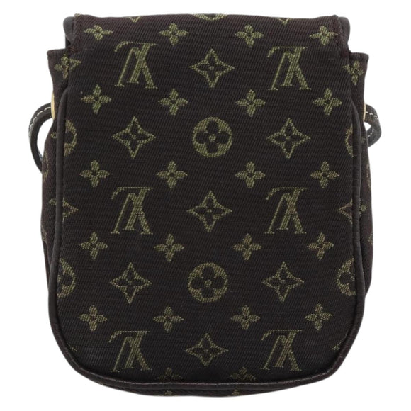 LOUIS VUITTON Monogram Mini Lin Pochette Cancoon Ebene M95313 LV Auth BA14618A