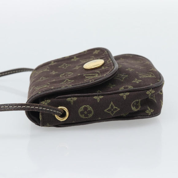 LOUIS VUITTON Monogram Mini Lin Pochette Cancoon Ebene M95313 LV Auth BA14618A