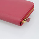 PRADA Saffiano Long Wallet Pink Gold Tone Auth BA14620V-10