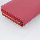 PRADA Saffiano Long Wallet Pink Gold Tone Auth BA14620V-11