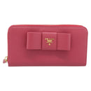 PRADA Saffiano Long Wallet Pink Gold Tone Auth BA14620V-2