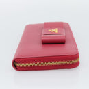PRADA Saffiano Long Wallet Pink Gold Tone Auth BA14620V-5