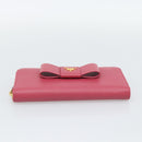 PRADA Saffiano Long Wallet Pink Gold Tone Auth BA14620V-7