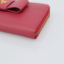 PRADA Saffiano Long Wallet Pink Gold Tone Auth BA14620V-8