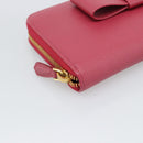 PRADA Saffiano Long Wallet Pink Gold Tone Auth BA14620V-9