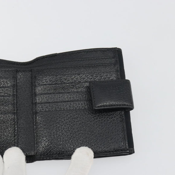 GUCCI GG Canvas Bifold Wallet Black Silver 112664 Auth BA14621A